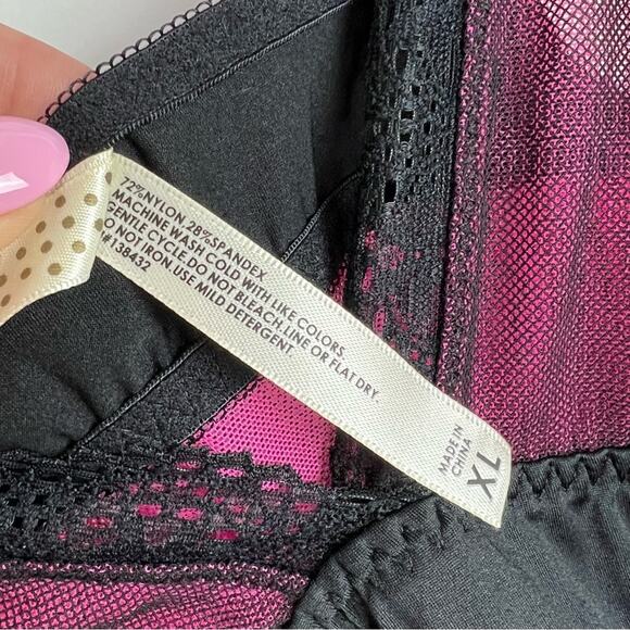 ModCloth Bea & Dot XL Mesh Chemise Black Pink - Picture 6 of 7